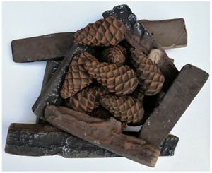 Ceramic Pebbles Woodlike Logs Pinecones For Gas Ethanol Fireplace