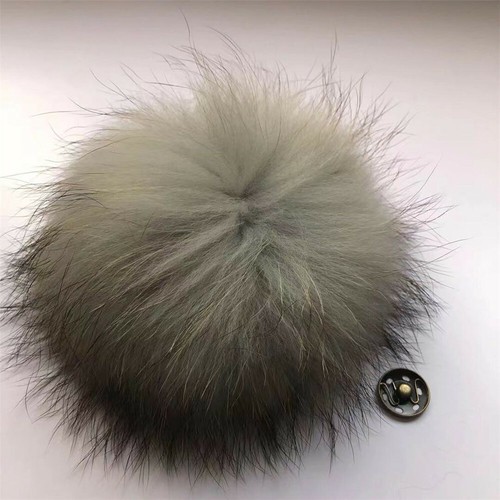 Bola de pompón de piel de mapache real de 19 colores 6" grande con botones a presión sombrero zapatos hágalo usted mismo - Imagen 27 de 40