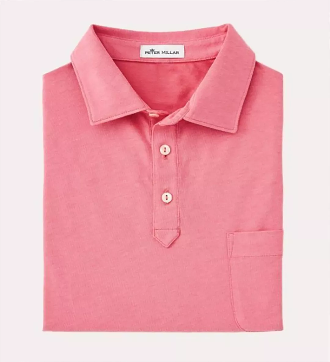 Peter Millar Men s Pink Clutch Cotton Blend Pique Knit S S Pocket
