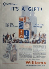 1932 Williams Shaving Cream Aqua Velva Fine Skin Men Use Gift Vintage Print Ad