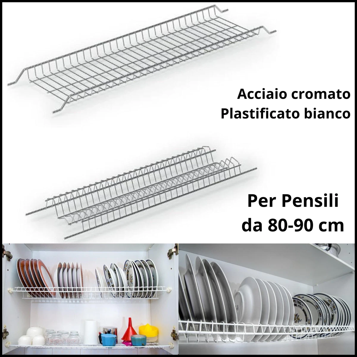 SCOLAPIATTI CON GRIGLIA unica piatti e bicchieri x pensile 60-80-90 cm