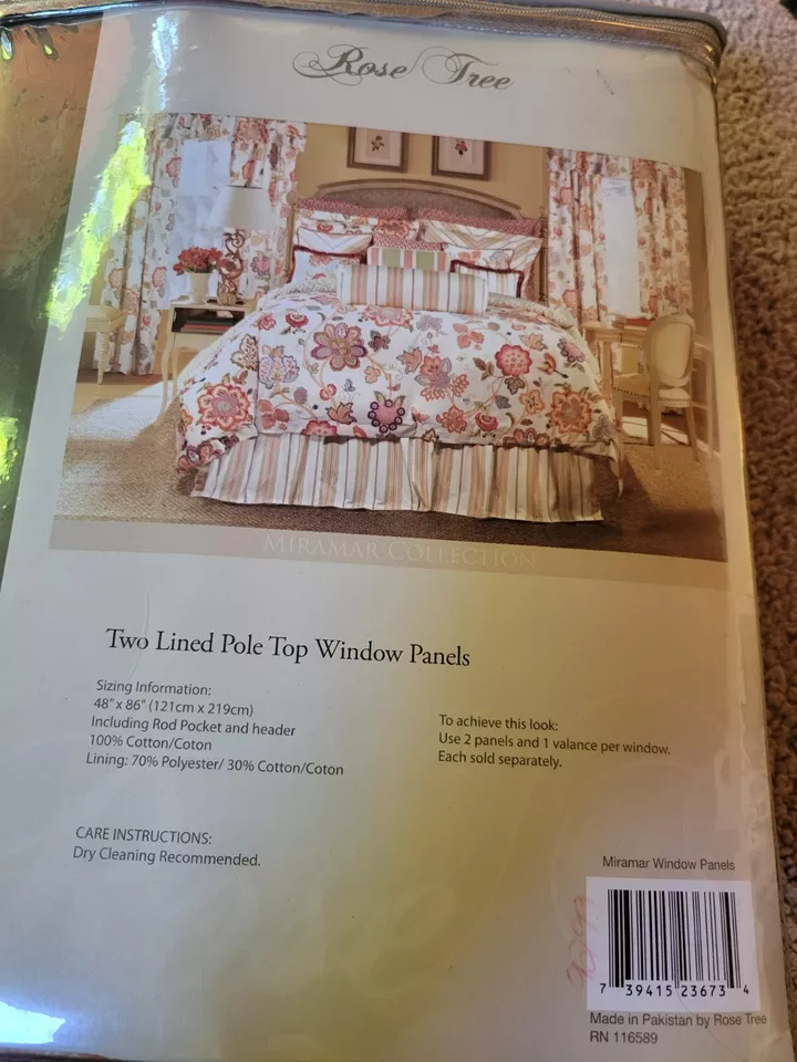 Nuevo panel de ventana Rose Tree dos paneles de ventana forrados y dos lazos 48" X 86" Foto 2 de 4
