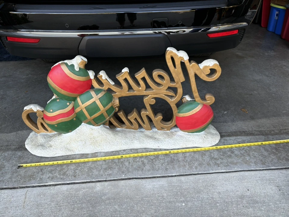 罕见复古部门商店橱窗标志,“圣诞快乐”,56 英寸长/25 英寸高/9 英寸宽,整洁! — 第 4/4 张图片