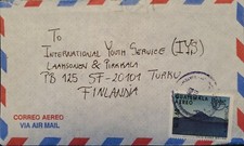 A) 1990, GUATEMALA, AMÉRICA UPAEP LAGO ATITLÁN, CARTA ENVIADA A FINLANDIA, AIRMA
