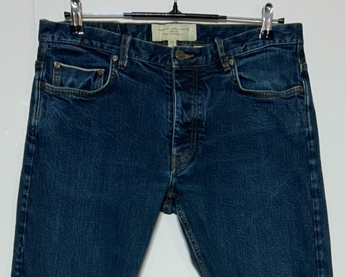 Pantalones de mezclilla Marc Jacobs con ribete para hombre 34x34 azul pierna recta botón mosca medidas 34x33 - Imagen 4 de 14