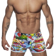 Men's Swimming Trunks Cartoon Fun Printing Elastic Beach Shorts Quick Dry M-2XL
