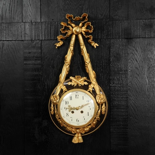 Louis XVI Ormolu and Bronze Antique French Cartel Wall Clock