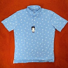Johnnie-O Mens LARGE Claro Maliblu Blue Graphic Surf Golf Polo Shirt NEW