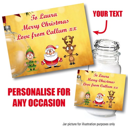 PERSONALISIERTES WEIHNACHTSETIKETT AUFKLEBER KERZENGLAS GESCHENKIDEE GESCHENK YANKEE 125 - Bild 3 von 14