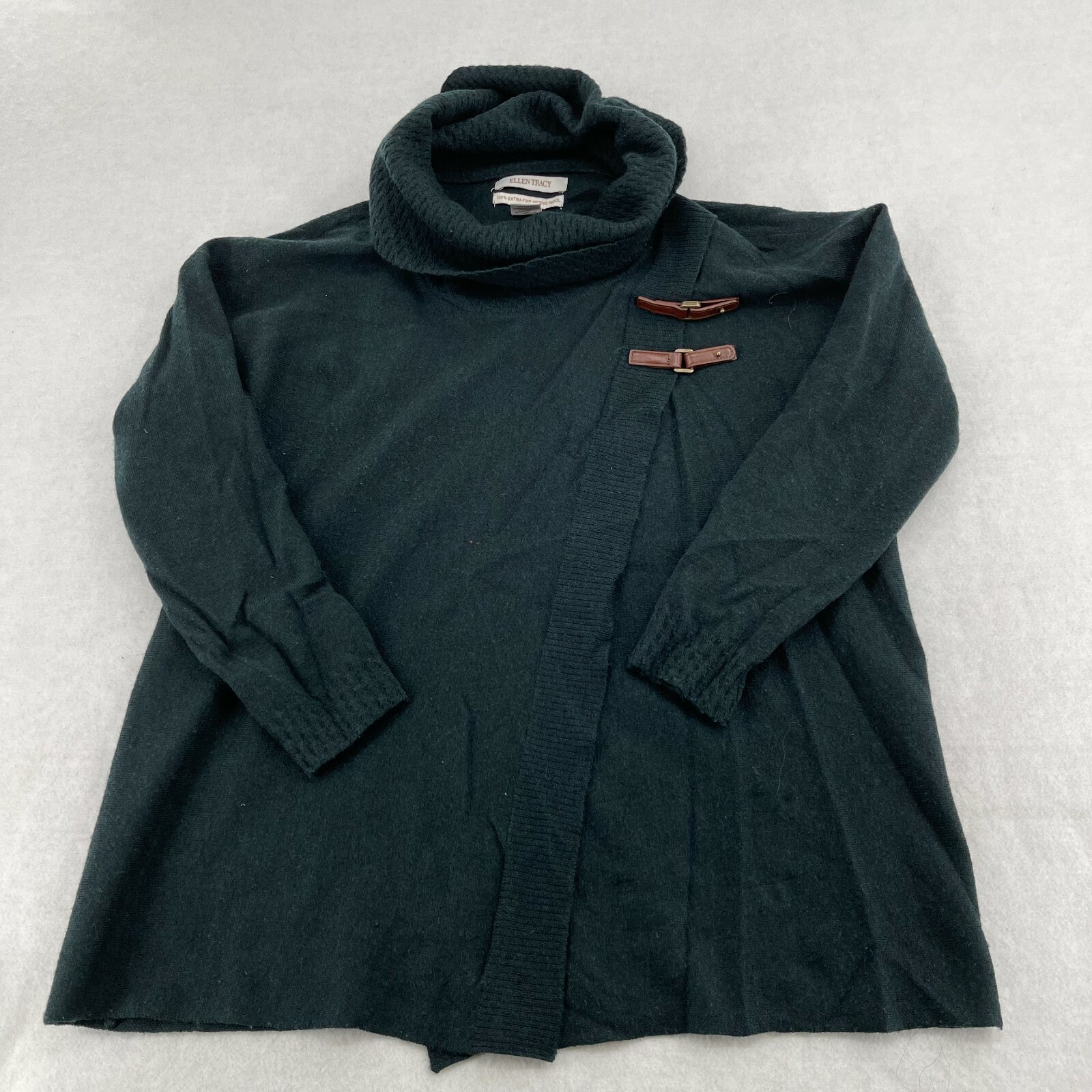 Ellen Tracy Womens Wrap Sweater Green 