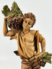 MCM ITALIAN ROCOCO Revival Man w/Grapes on BLACK CARRERA Italy Mid Century