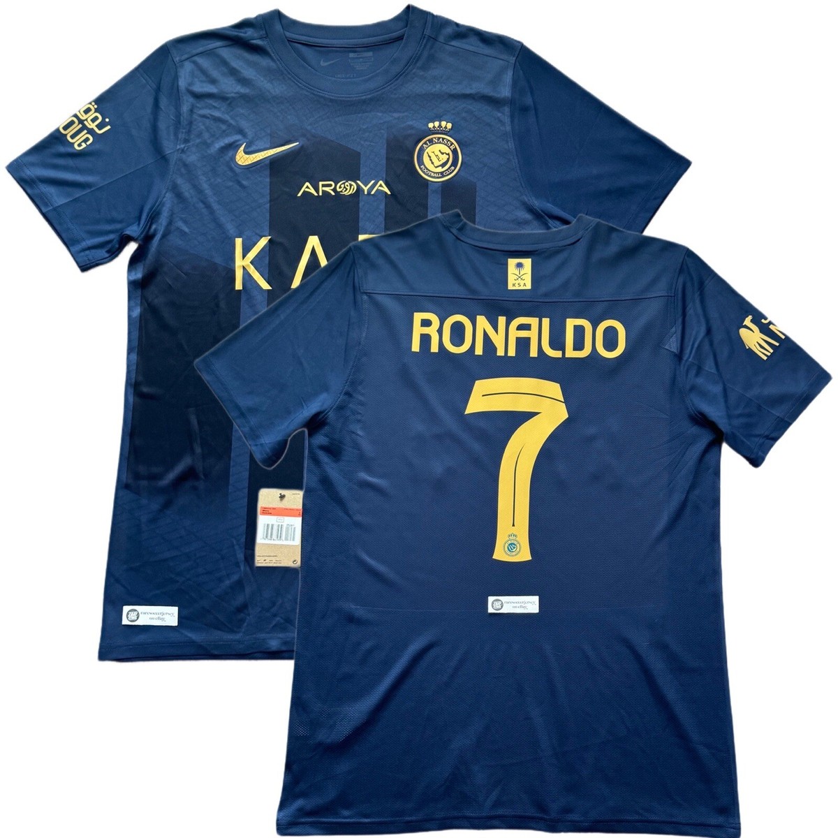 23-24 リヤド勝利 アル・ナスル 7 長袖 シャツ RONALDO 2023/24 Al Nassr Authentic Away Jersey #7 Ronaldo Large Nike