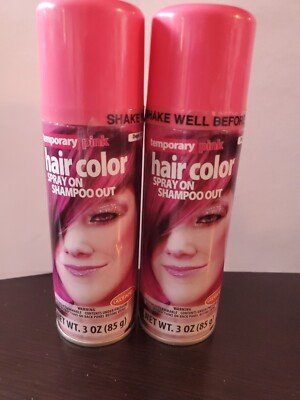 New Pack of 2 Goodmark Temporary Hair Color Pink Spray On Shampoo Off 3 Oz Each 