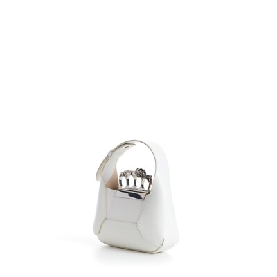 ALEXANDER MCQUEEN 2590$ The Jewelled Hobo Mini Bag -Ivory, Knuckle