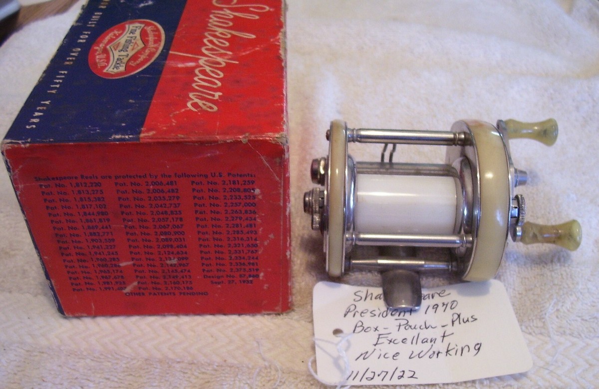 SHAKESPEARE PRESIDENT 1970 GD REEL 11/27/22P BOX POUCH WORKING SEE