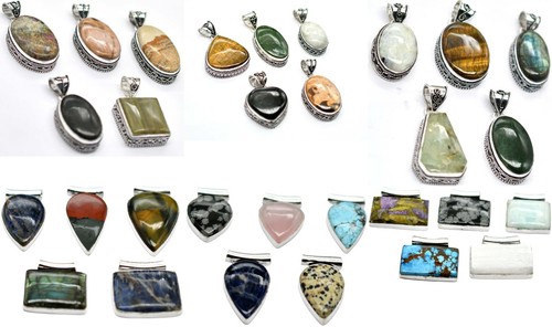 Mebrouki Jaspre Pierre Précieuse Pendentif Plaqué Argent Handmade Bijoux Cadeau