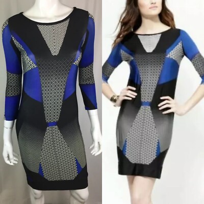 $228 BCBG Maxazria Women's Small Black Blue Stretch Bandage Dawson Bodycon Dress | eBay $228 BCBG Maxazria Women's Small Black Blue Stretch Bandage Dawson Bodycon Dress | eBay
