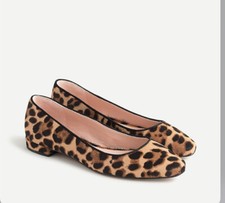NWT J. Crew Women's Carolyn Skimmer Ballet Flats in Calf Hair Leopard Sz 8 168