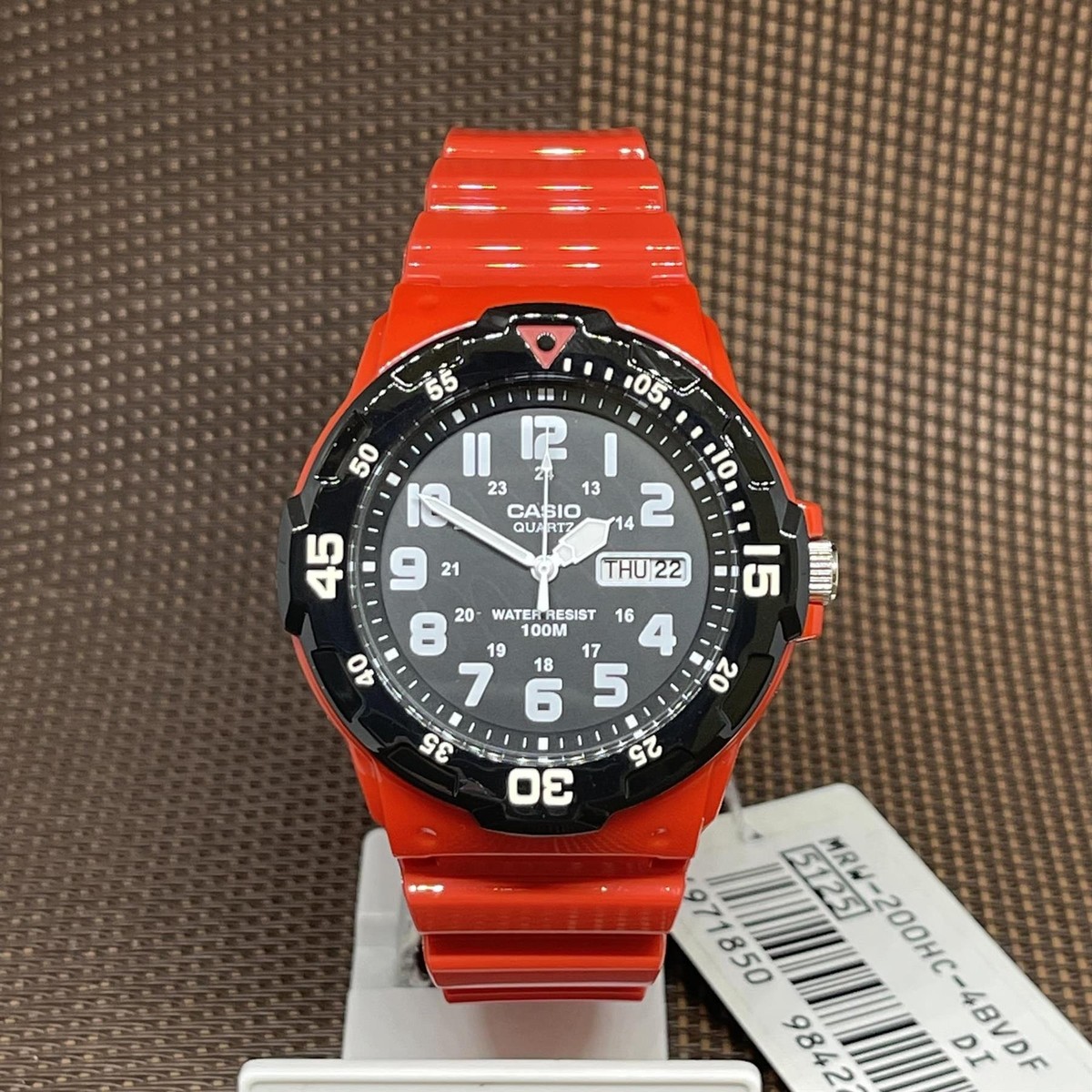 Casio MRW-200HC-4B Red Analog Black Resin Diver Design Sport