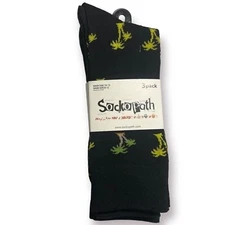 Sockopath palm tree novelty socks 3 pack men's sz 10-13 striped black multicolor