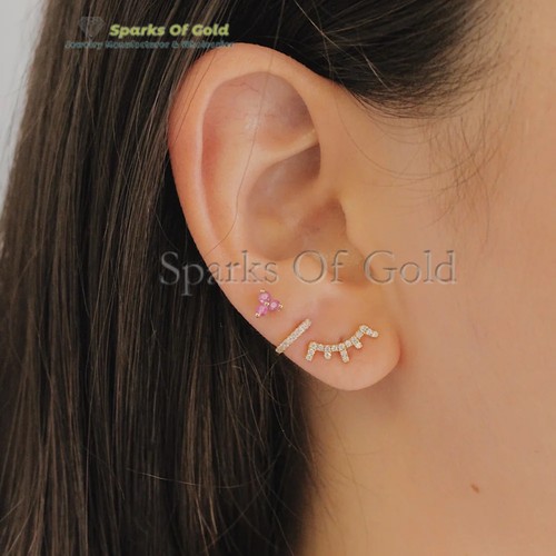 0.06 Ct Micro Pave Diamond Hoop Earrings Party Wear Jewelry Anniversary Gift - Picture 3 of 5