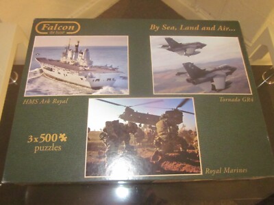 Jumbo 11039 - Falcon - By Sea, Land and Air Puzzle, 3 x 500 Teile