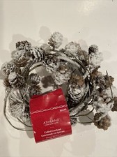 NEW Ashland  Snowy Pine Cone  Coiled Garland with Flocked Pine cones   5 ft