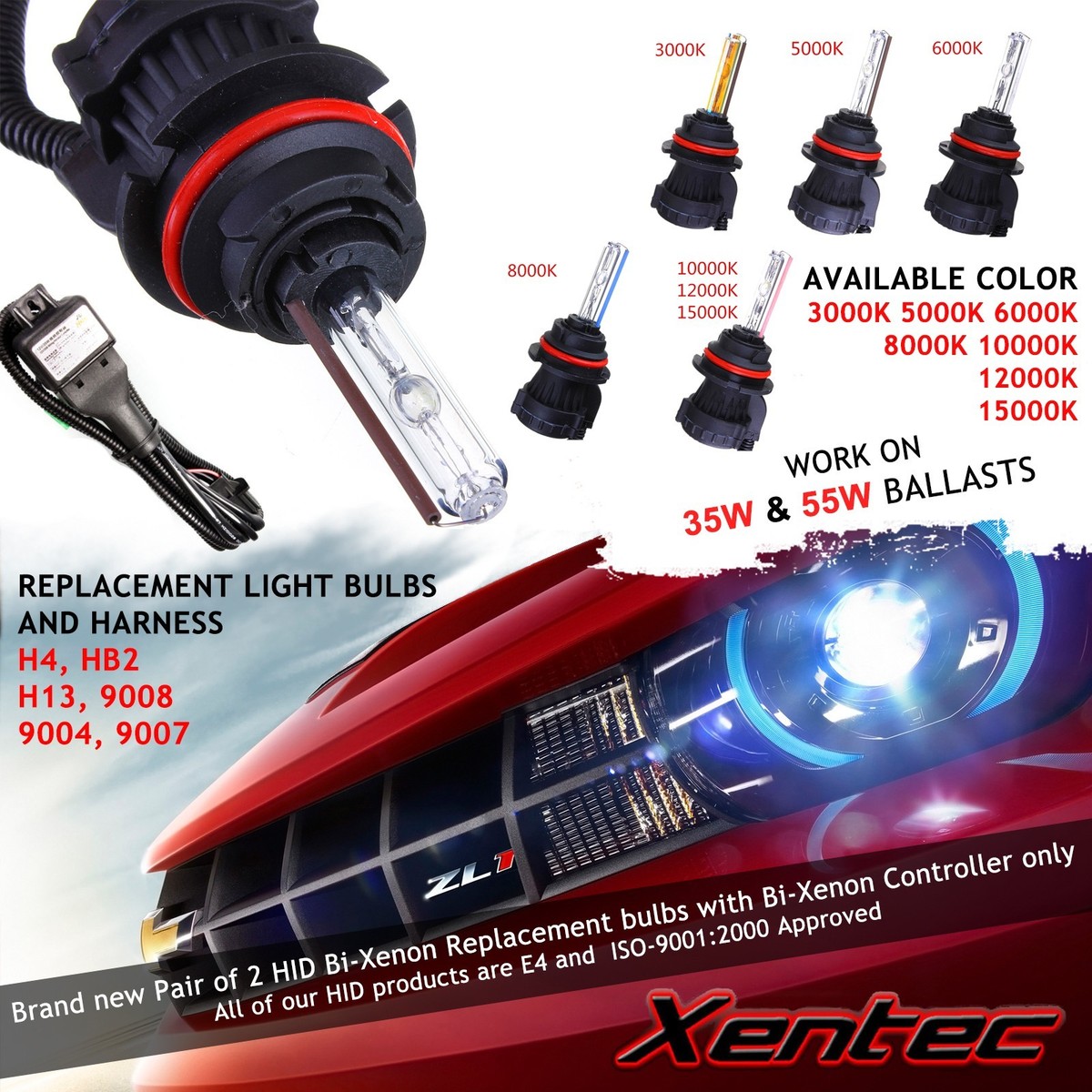 Two HID Kit 's Xenon Light Bi-xenon Headlight High Low Bulb H4 H13