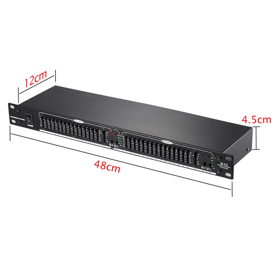 EQ-215 Dual Channel 15-Band Stereo Graphic Equalizer 1U Rack Mount Portable T7D0 - Image 4 of 4