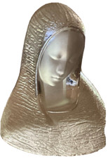 VIKING Glass Blessed Virgin Mary Figurine Clear & Frosted Made in USA w/Label