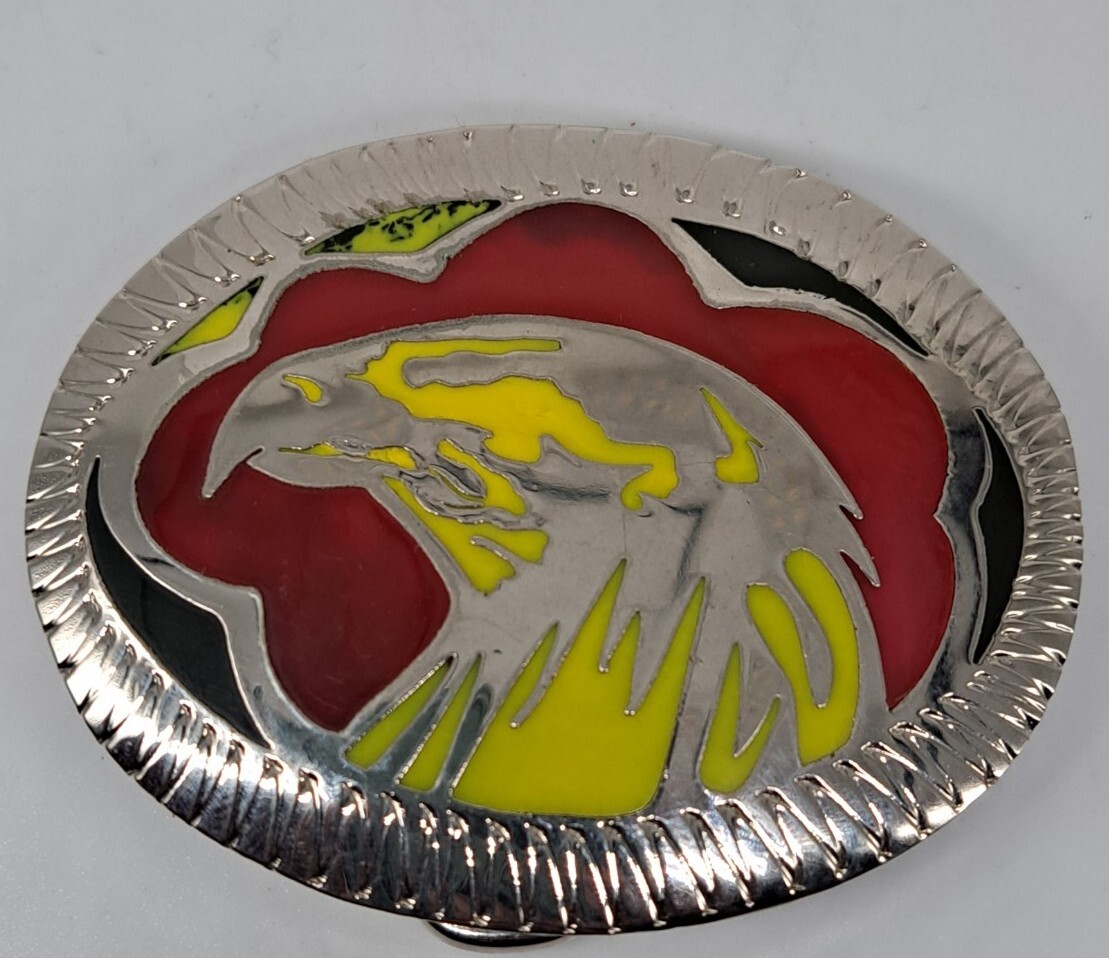 JEAN'S FRIEND Western Gürtelschnalle - Rodeo Skull Cowboy Design In Rot Emaille, Vintage Style