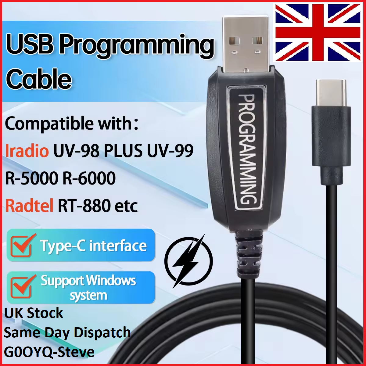 USB Programming Cable for Radtel RT880 G RT-817A iRadio UV-98 Plus