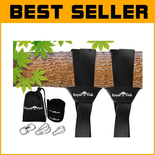 Durable 12 Feet Double Nylon Swing Straps with Screw Lock Carabiners - 4400lbs