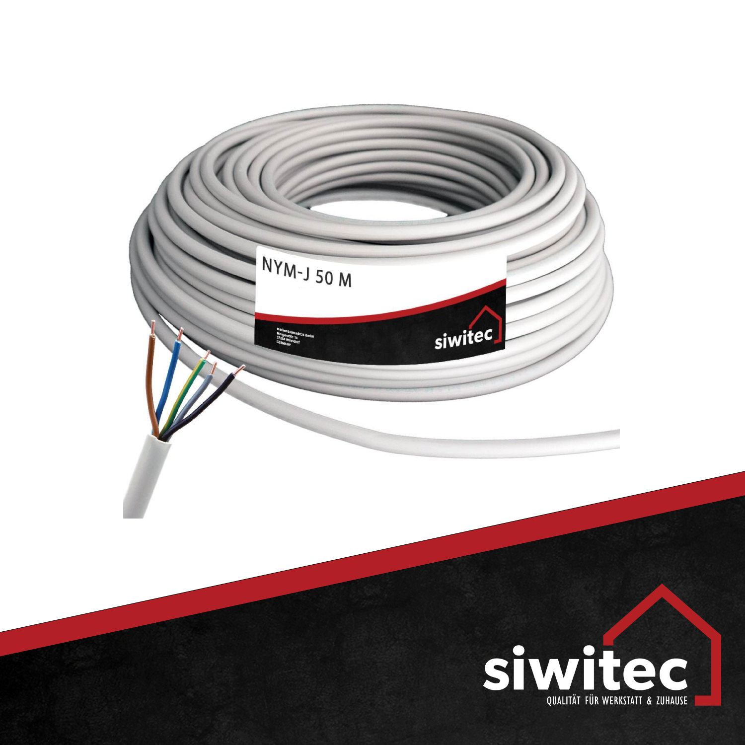 50m NYM-J Kabel 5x2,5 mm² Mantelleitung Feuchtraumkabel Elektro VDE Leitung eB 50m NYM-J Kabel 5x2,5 mm² Mantelleitung Feuchtraumkabel Elektro VDE Leitung eB