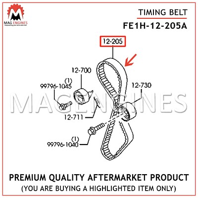 FE1H-12-205A 108 TEETH TIMING BELT MAZDA FE FOR Bongo Eunos Cargo E2000 2.0 LTR
