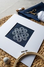 Celtic Solomon Knot Embroidery Kit, Stamped Irish Linen, Beginners, Intermediate