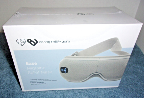 AURA EASE MIGRAINE RELIEF MASK COMPRESSION MASSAGE HEAT BLUETOOTH NEW SEALED BOX