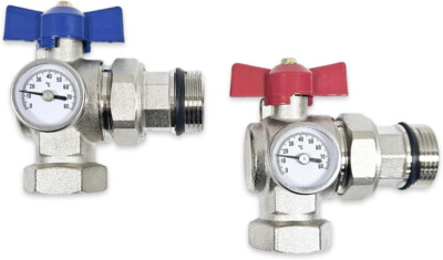Wärmer System Winkel-Trennkugelhahn mit Temperaturmessgeräten Set 1 Zoll