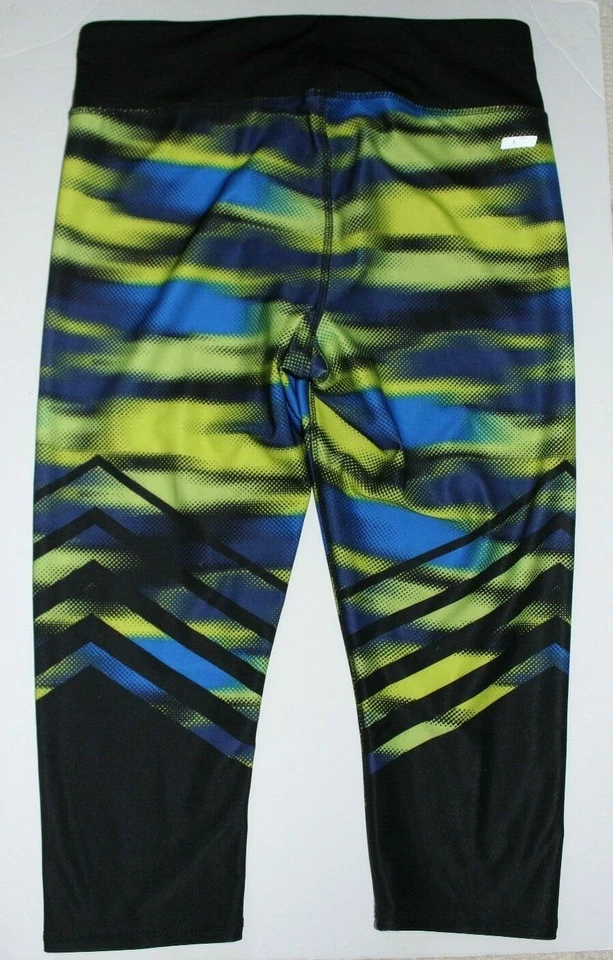 Pantalón Capri Danskin Now tiro medio ajustado talla M estampado azul y amarillo Foto 2 de 2