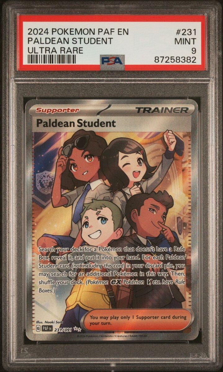 PSA 9 Mint - Pokemon Paldean student Trainer Card 231/91 PSA 9 Mint - Pokemon Paldean student Trainer Card 231/91