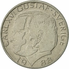 #468958 M&uuml;nze, Schweden, Carl XVI Gustaf, Krona, 1988, SS+, Copper-nickel, KM: