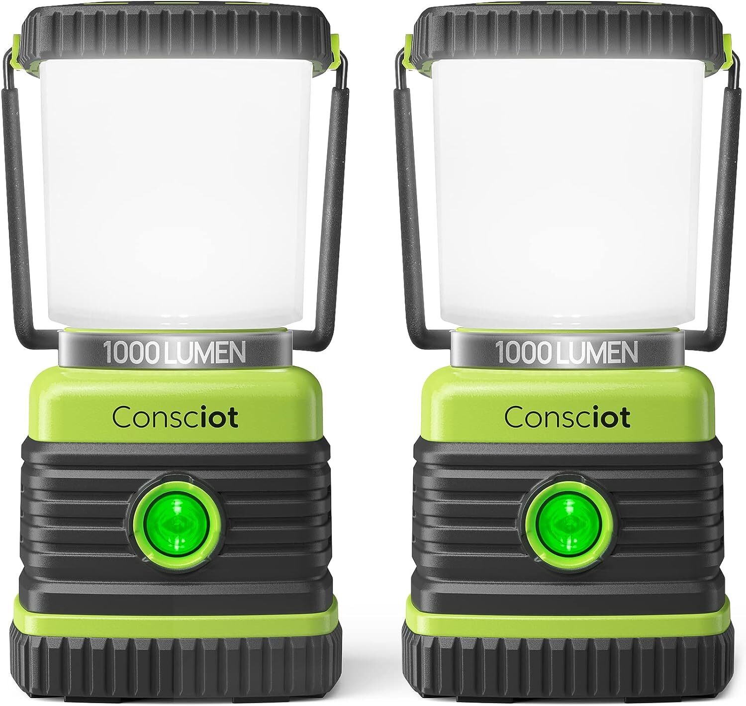 2 Pack LED Camping Lantern, Consciot Battery Powered Camping Lights, 1000LM, 4 L