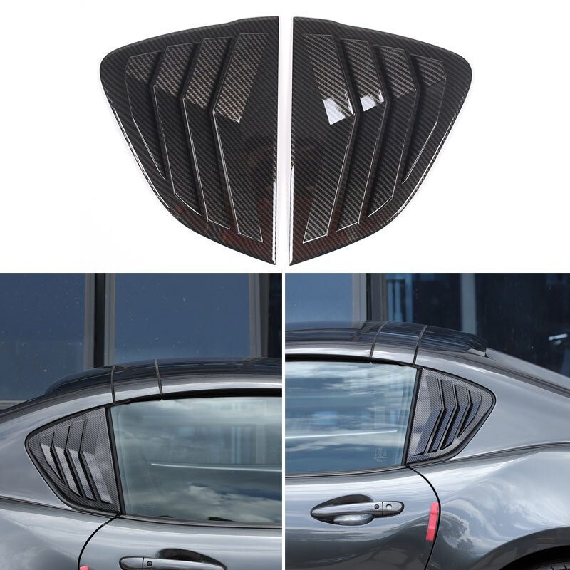Carbon Fiber Rear Side Window Louver Shutter Cover Trim For Mazda