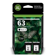2 Pack 63XL Black Ink Cartridges For HP Envy 4520 Officejet 5220 5258 4650 3830