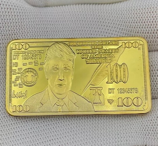 $100 2024 US President Donald Trump Gold Bar Souvenir Coin Commemorative Medal