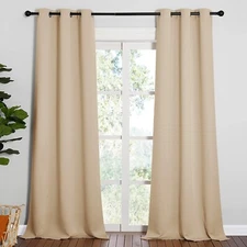 2 PCS Biscotti Beige 90"L x 42"W Solid Grommet Darkening Curtains For Bedroom