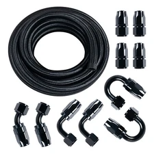 6AN Fuel Line Hose Kit 20FT,6AN Nylon Stainless Steel Braided Fuel Line Hose Fit