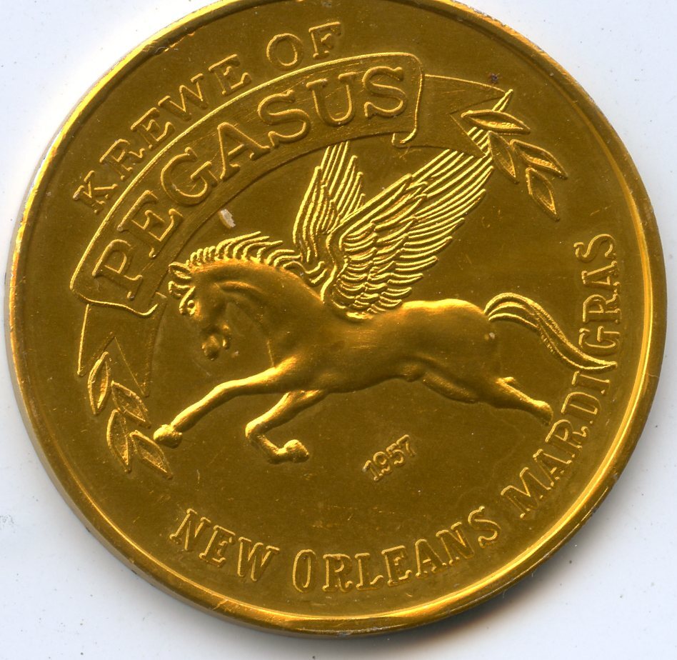 Mardi Gras Doubloon Krewe of Pegasus 1985 Aluminum Gold | eBay