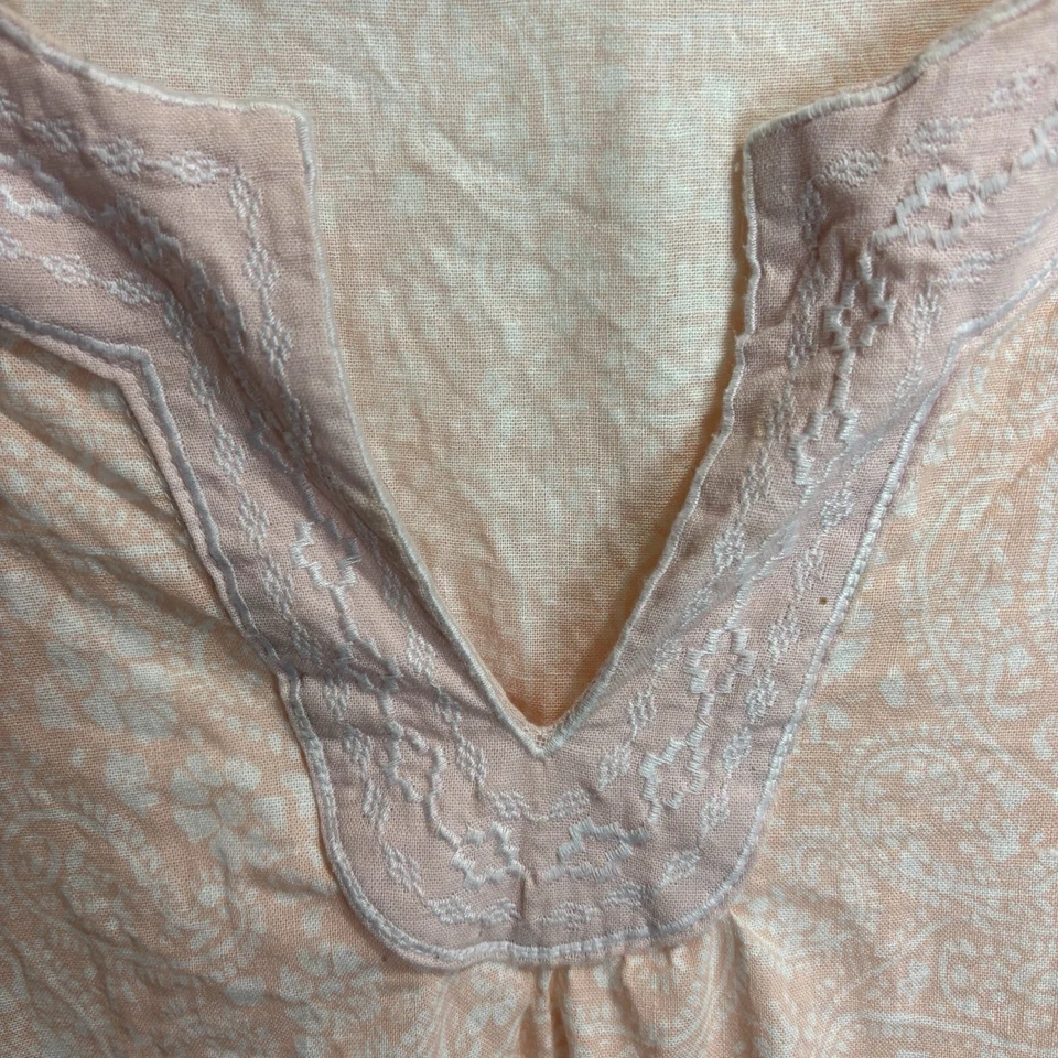 Willi Smith Top Womens 3X Pink Paisley Linen Blend Pullover Tunic Embroidered - Image 3 of 4