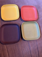 Set Of 4 TUPPERWARE Plates Square Multicolored Coasters Tuppertoys Toy 1502